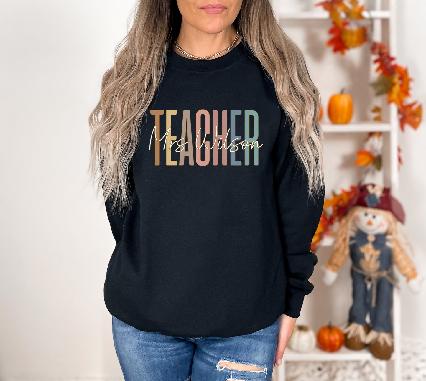 Custom Teacher Sweatshirt, Teacher Mrs Sweatshirt, Cute Teacher Crewneck, Teacher Appreciation gift, Gift for Teacher, Retro Teacher shirt